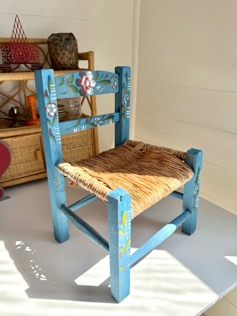 Vintage Painted Chair - Folk Art Mexico - Rustic Home